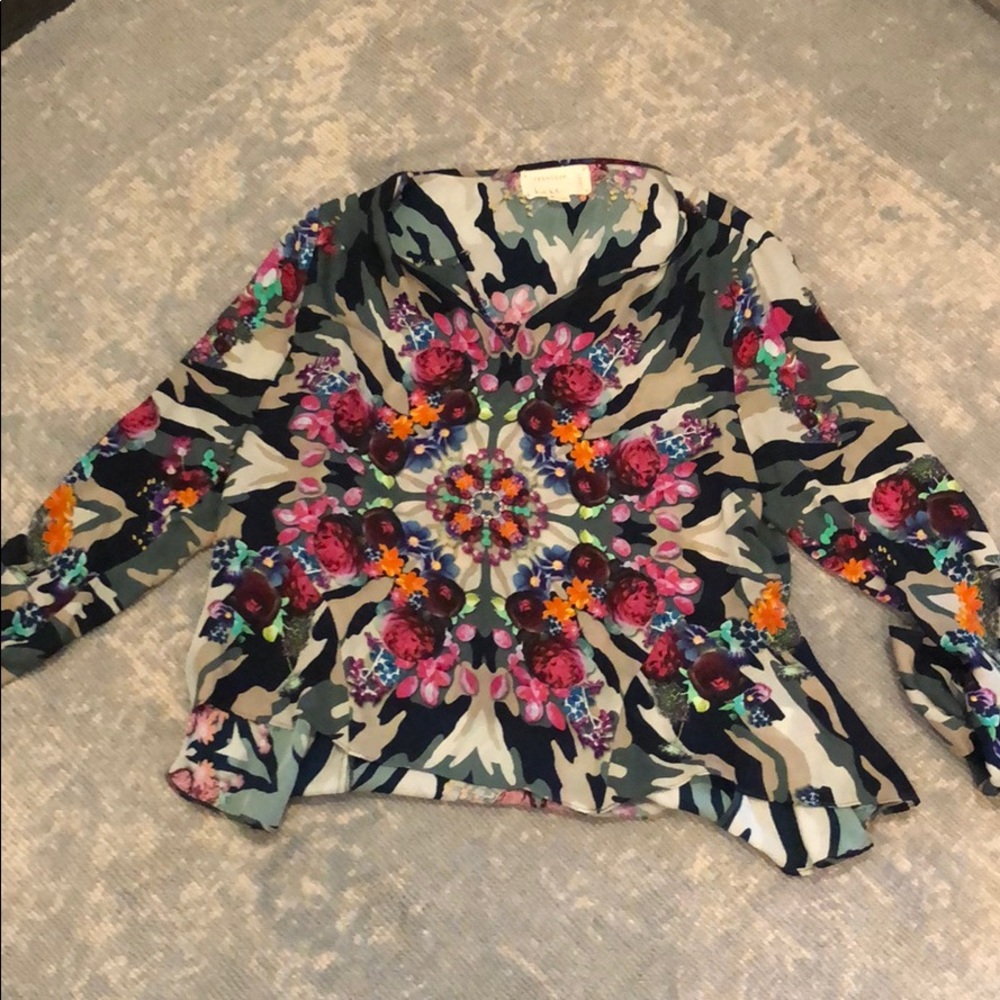 Artelier x Nicole Miller Silk Long Sleeve Blouse